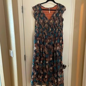 Anthropologie smocked midi dress